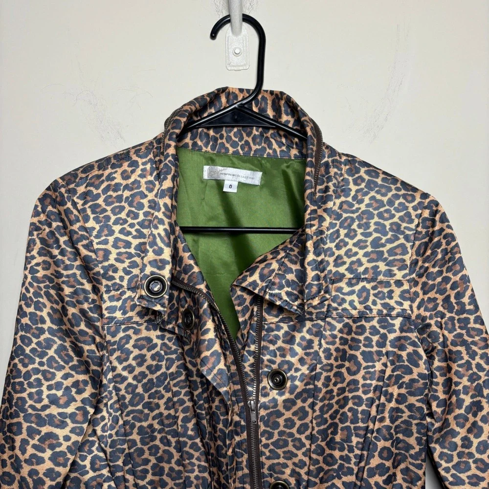 Renfrew Leopard Print Cinch Waist Olive Lined Utility Anorak Jacket Womens 0 - Picture 2 of 9